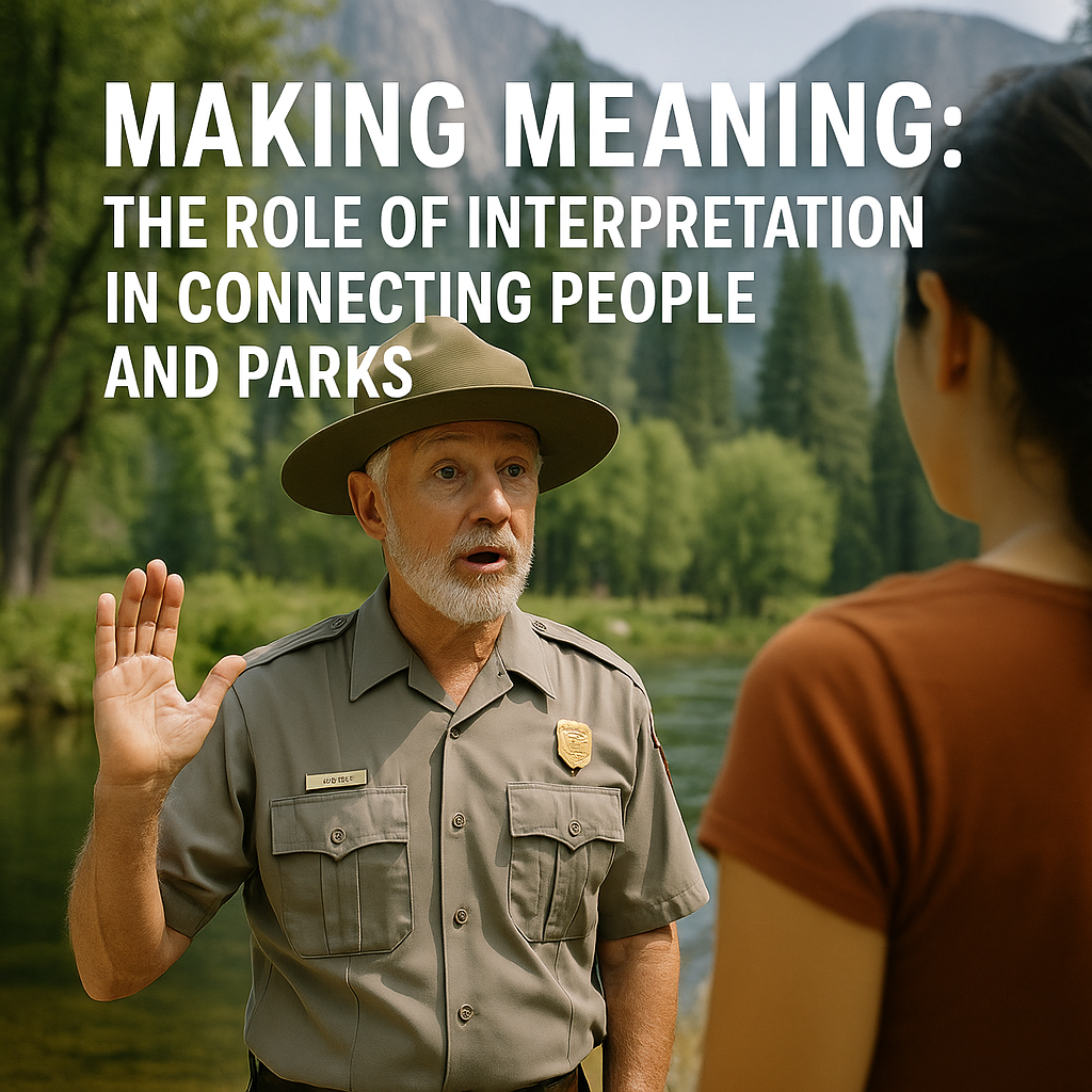 A park ranger having a conversation with a visitor